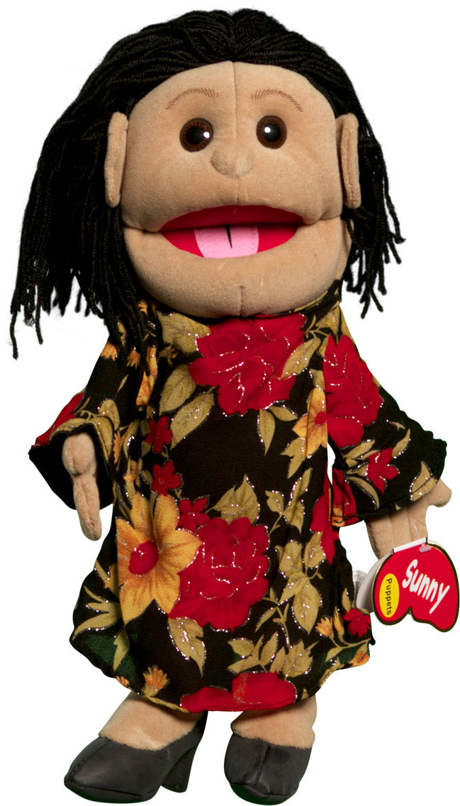 14 Hispanic Girl Glove Puppet w/ Red Skirt